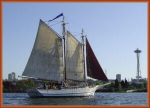Schooner Lavengro sailing on Seattle's Lake Union